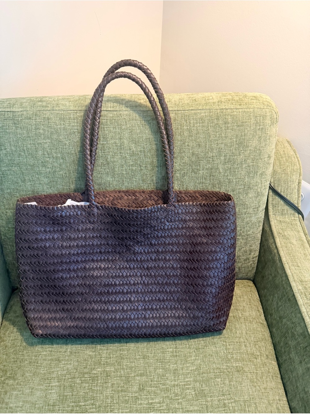 Madewell Woven Leather Tote Bag - Dark Brown